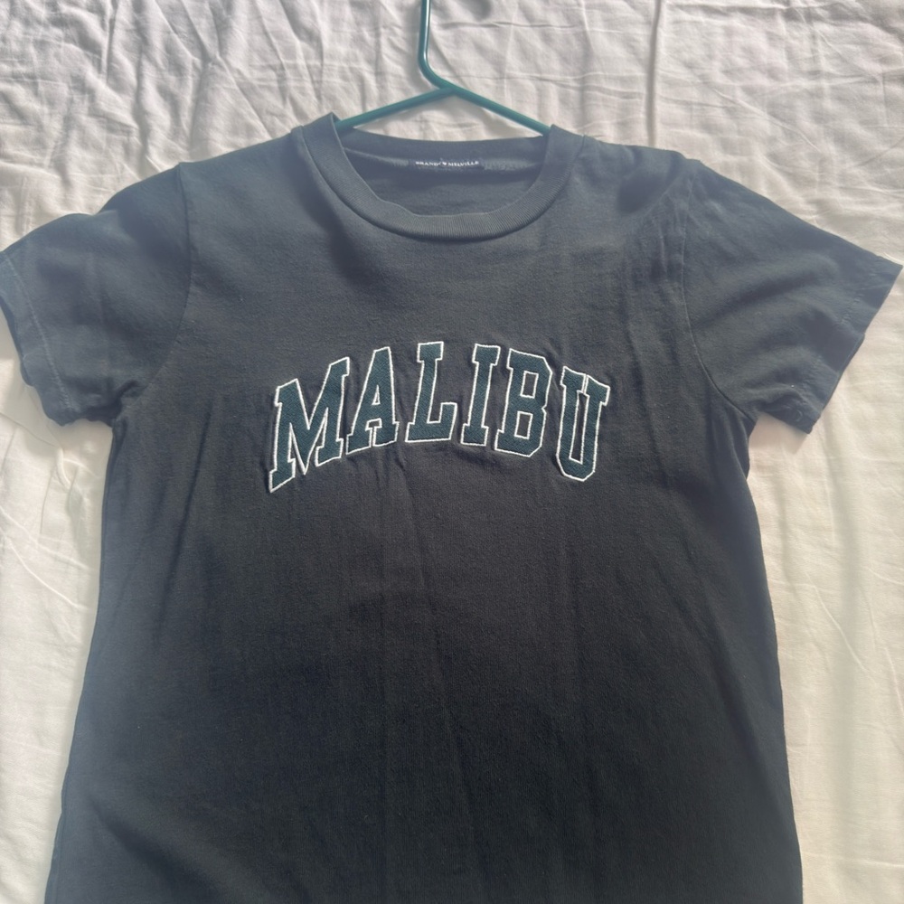 Brandy Melville Green Shirt with Malibu Print